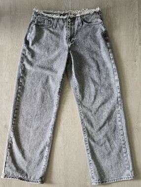 PrettyLittleThing Women's Grey Wide-Leg Jeans